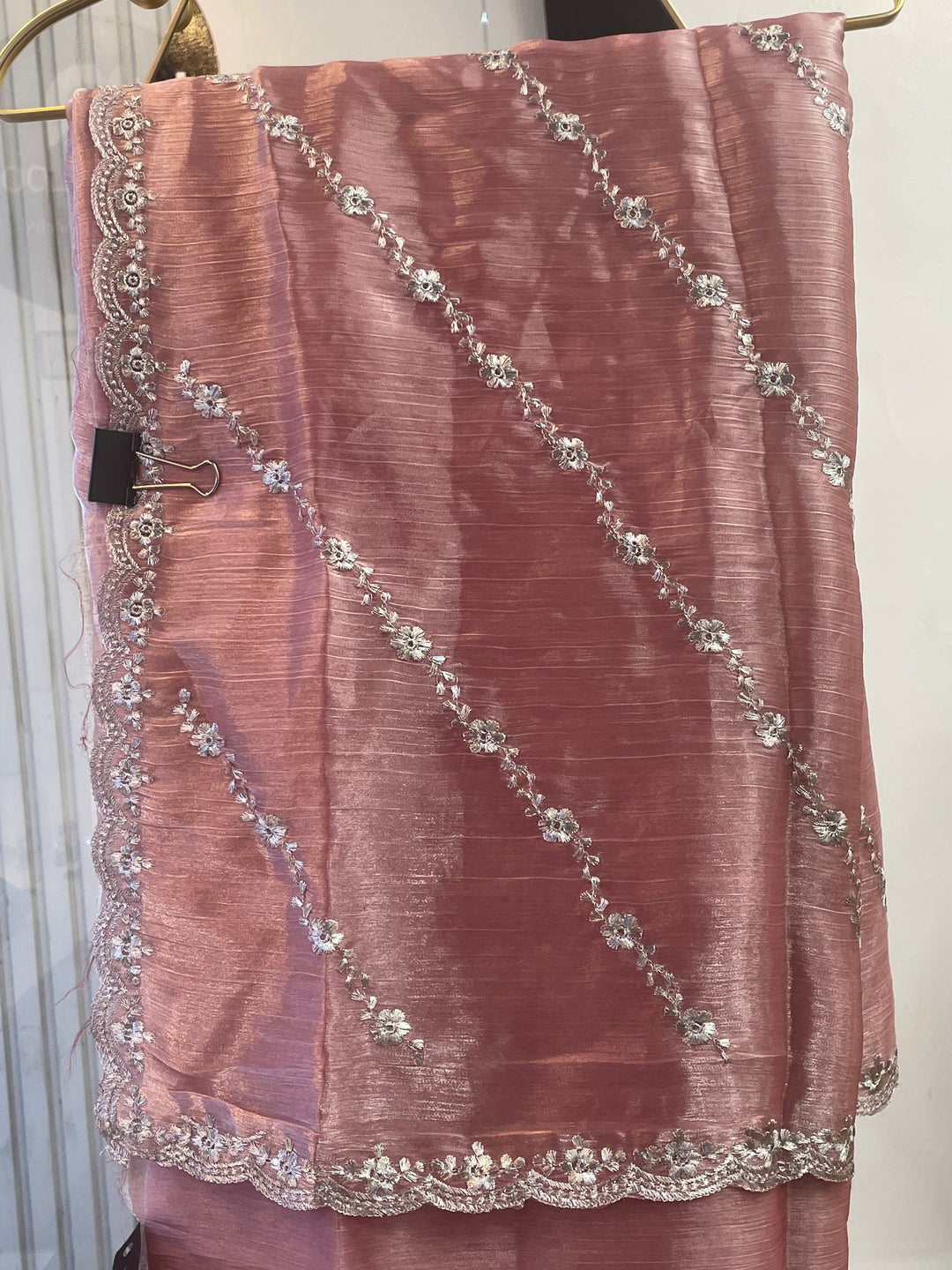 # Pink Jimmy Cho0 Embroidery Worked Saree [SKU: SO209904]