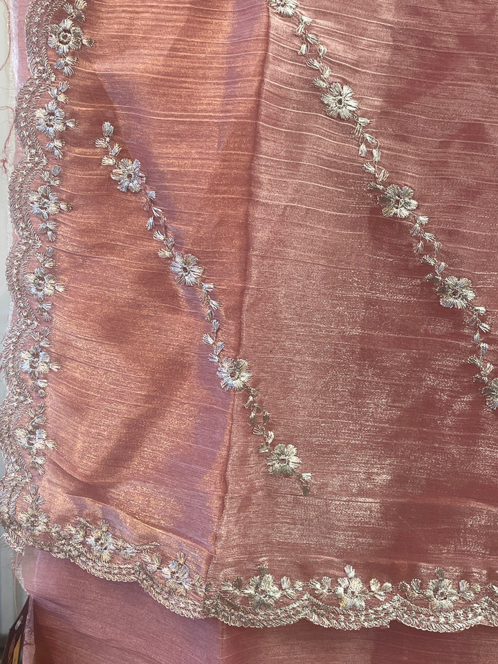 # Pink Jimmy Cho0 Embroidery Worked Saree [SKU: SO209904]