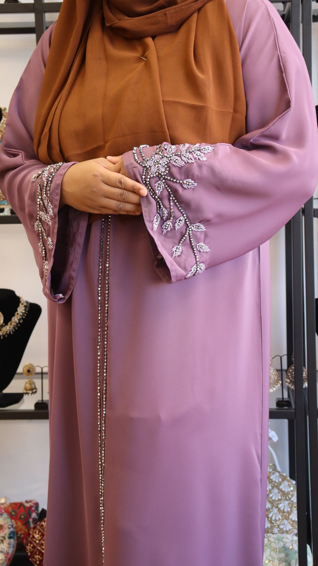 Lavender Mauve Premium Nida Abaya [SKU: A010642]