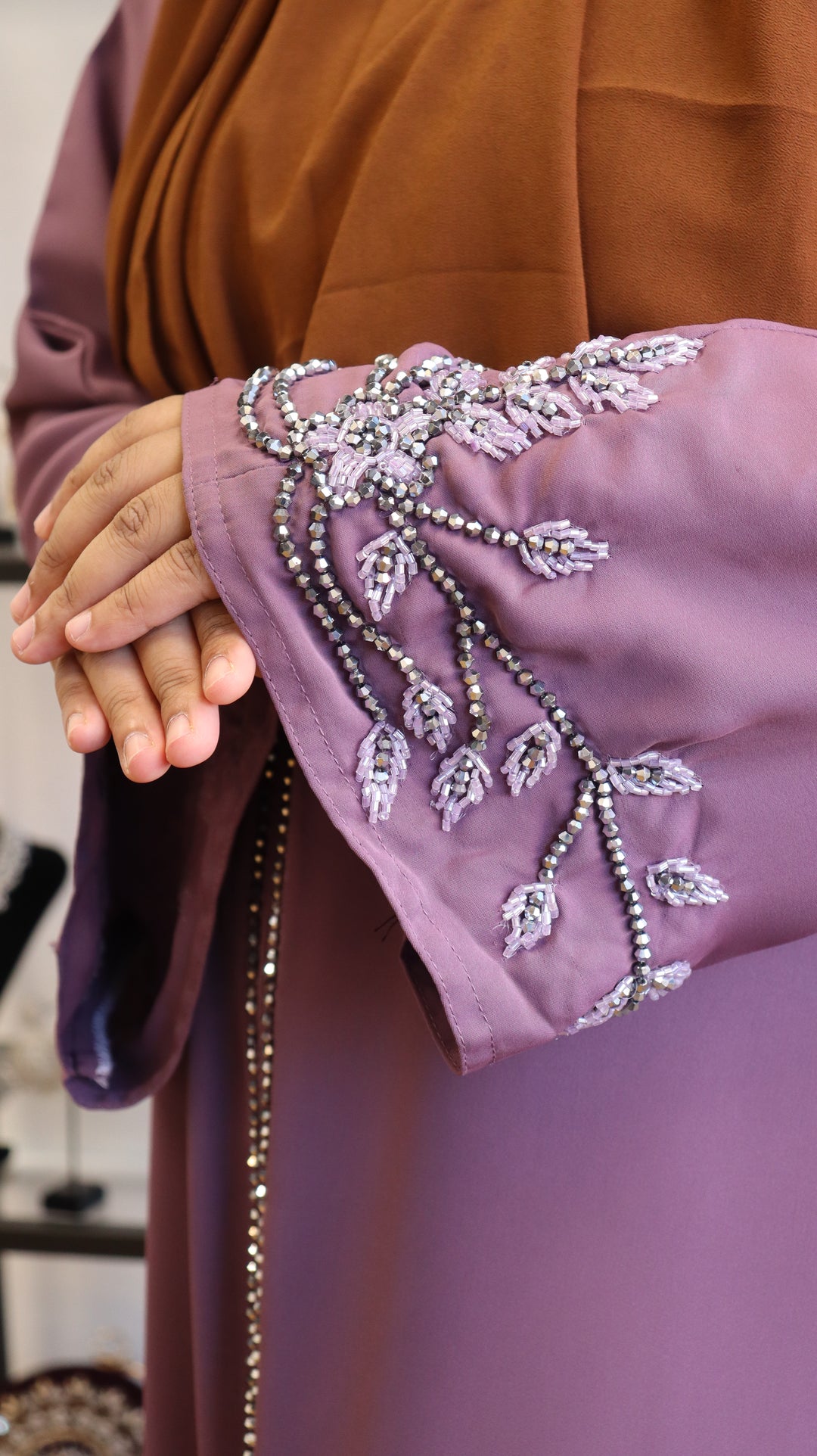 Lavender Mauve Premium Nida Abaya [SKU: A010642]
