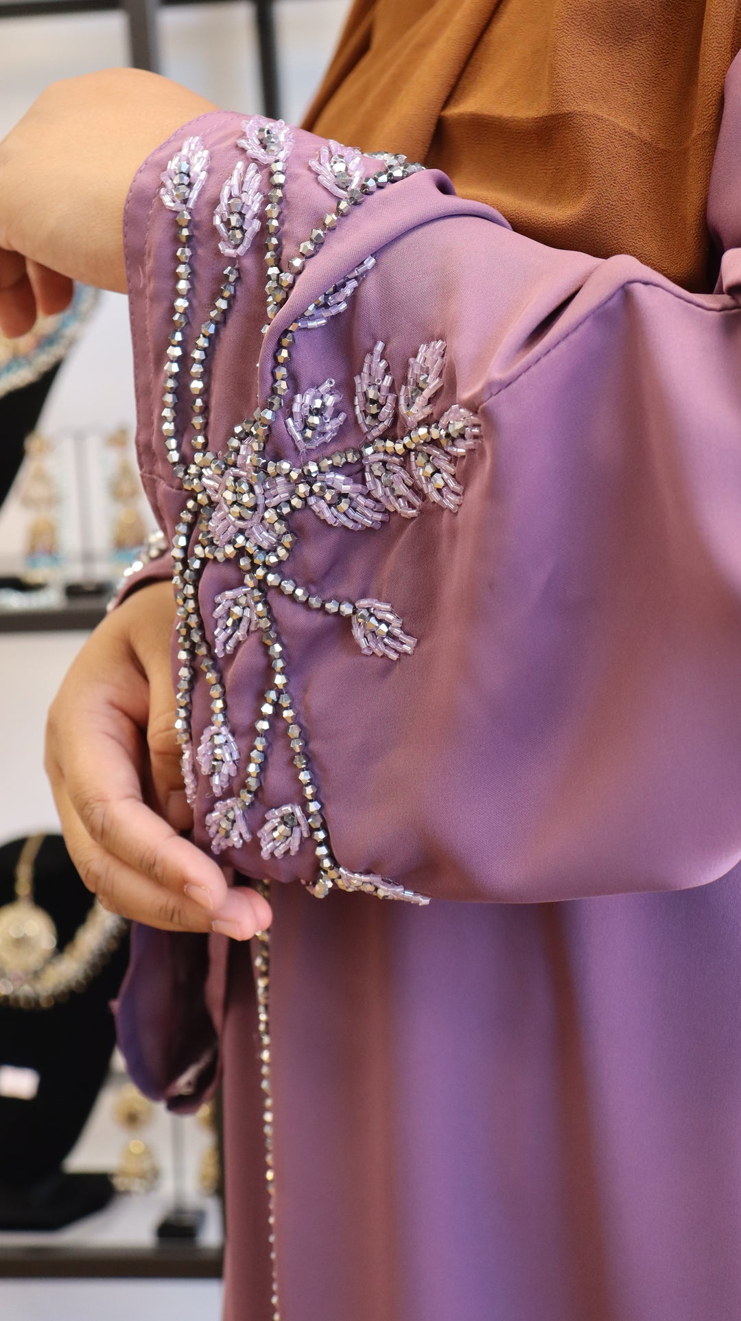 Lavender Mauve Premium Nida Abaya [SKU: A010642]