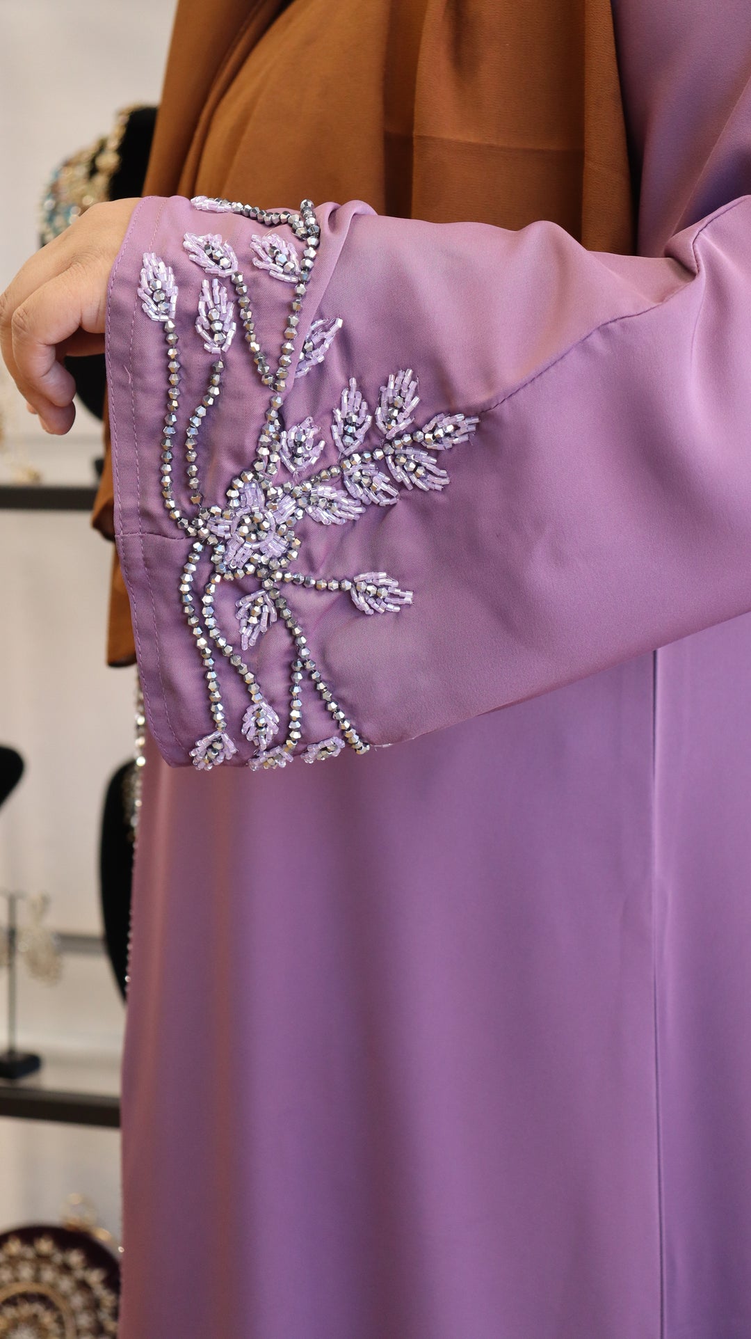 Lavender Mauve Premium Nida Abaya [SKU: A010642]