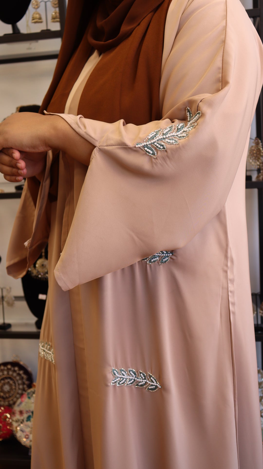Soft Beige Premium Nida Abaya [SKU: A010224]