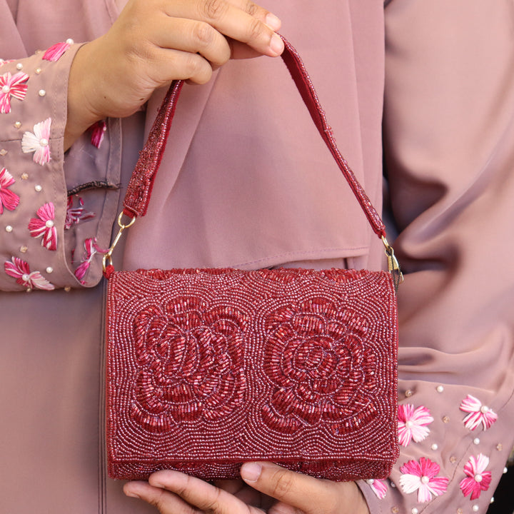 Rose Flap Bag Maroon [SKU:C101313]