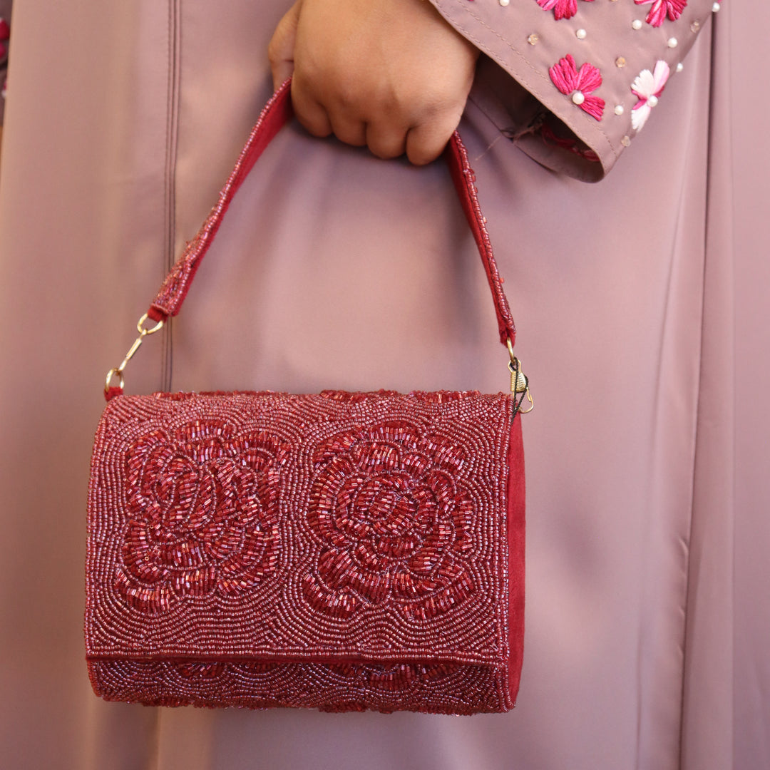 Rose Flap Bag Maroon [SKU:C101313]