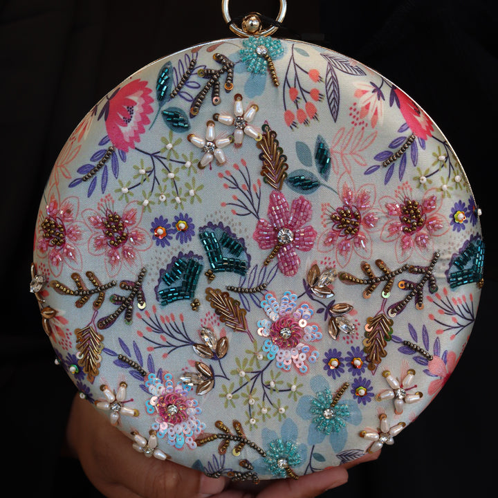 Round Floret  Multicolored Clutch [C101903]