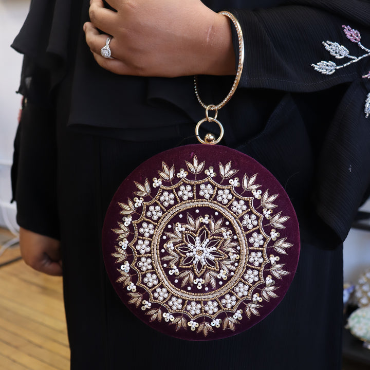 Chakra Round Clutch Wine