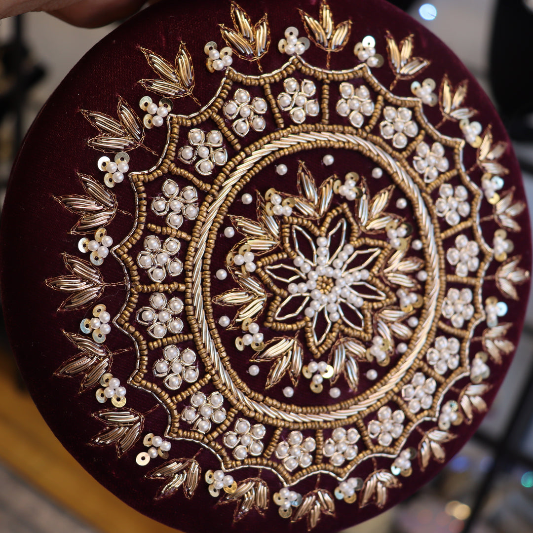 Chakra Round Clutch Wine