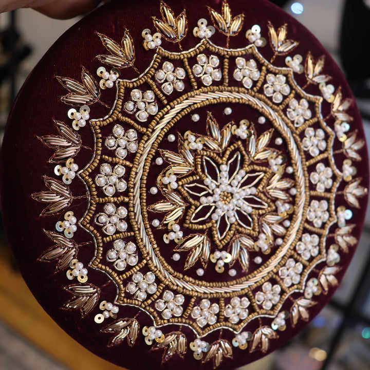 Chakra Round Clutch Wine