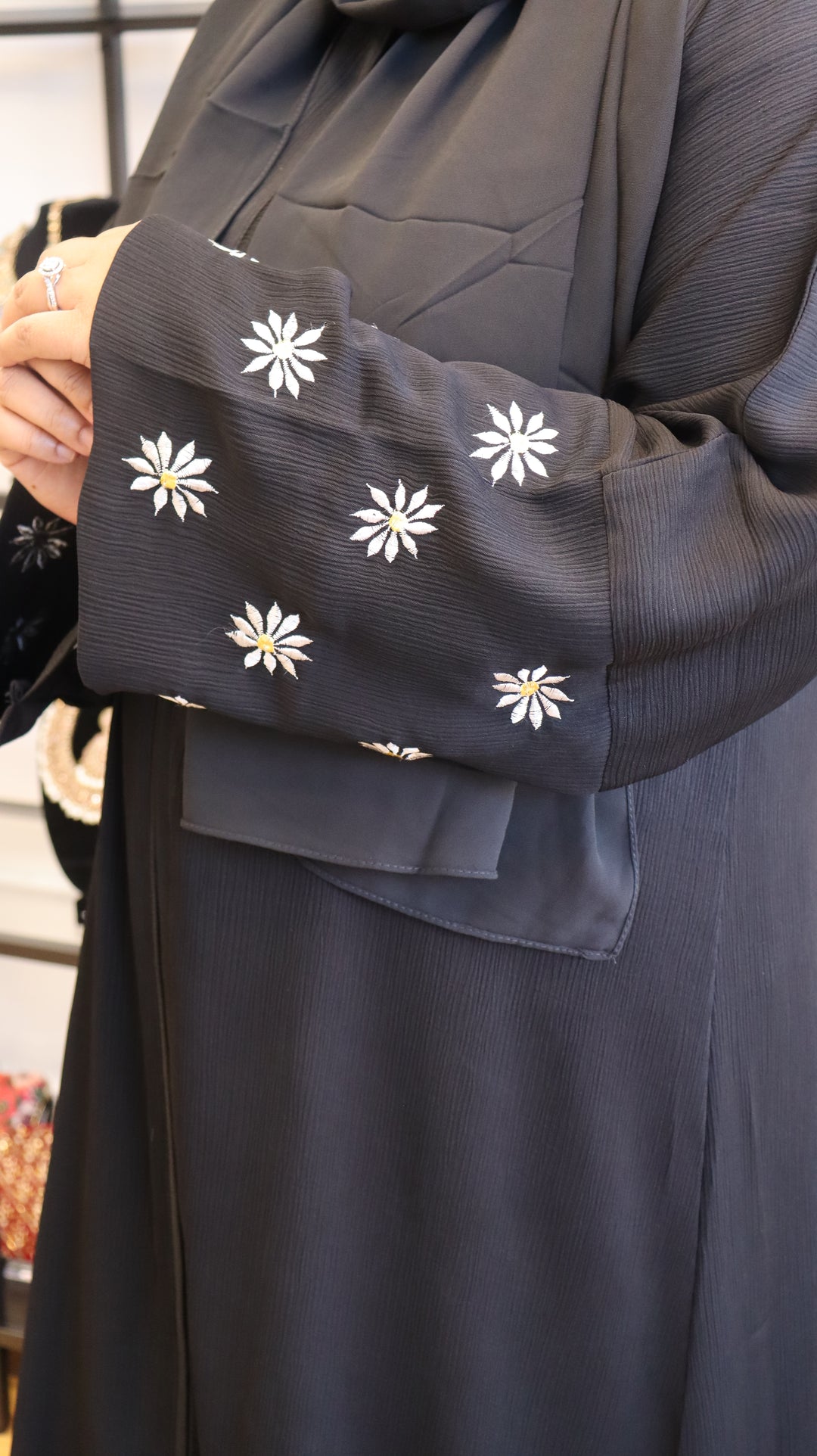 Black Premium Korean Zoom Abaya With Embroidery [SKU: A010714]