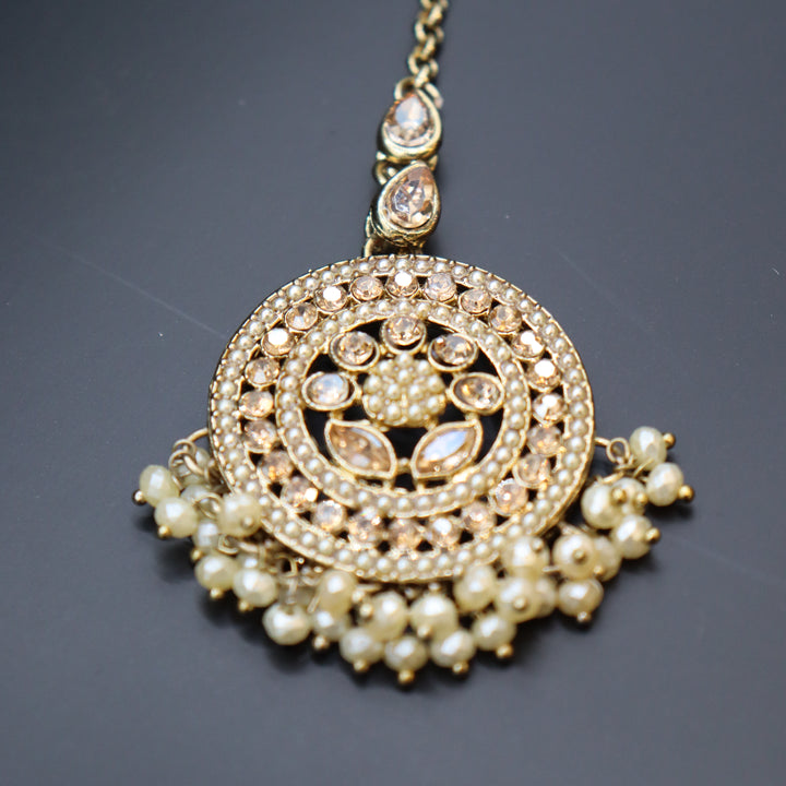 Beige Premium Quality Reverse AD Stone Work Choker Set [SKU: N010912]