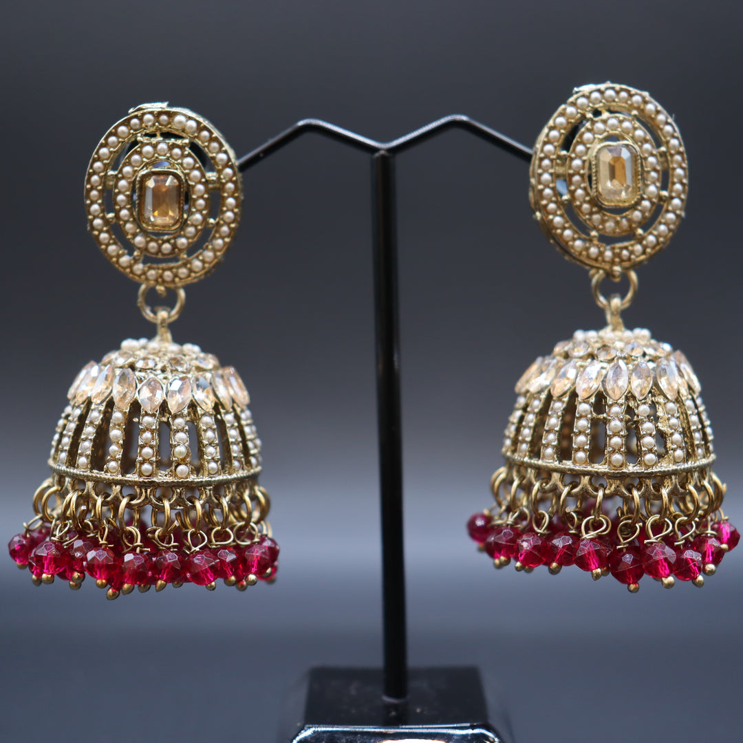 Maroon Premium Quality Reverse AD Stone Work Choker Set [SKU: N010812]