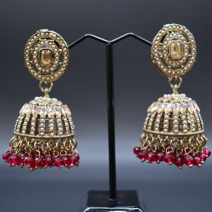 Maroon Premium Quality Reverse AD Stone Work Choker Set [SKU: N010812]