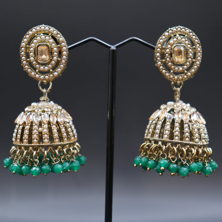 Green Premium Quality Reverse AD Stone Work Choker Set [SKU: N011012]