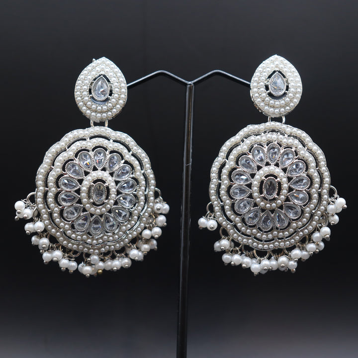 Silver White Premium Pakistani Work Choker Set [SKU: N011961]