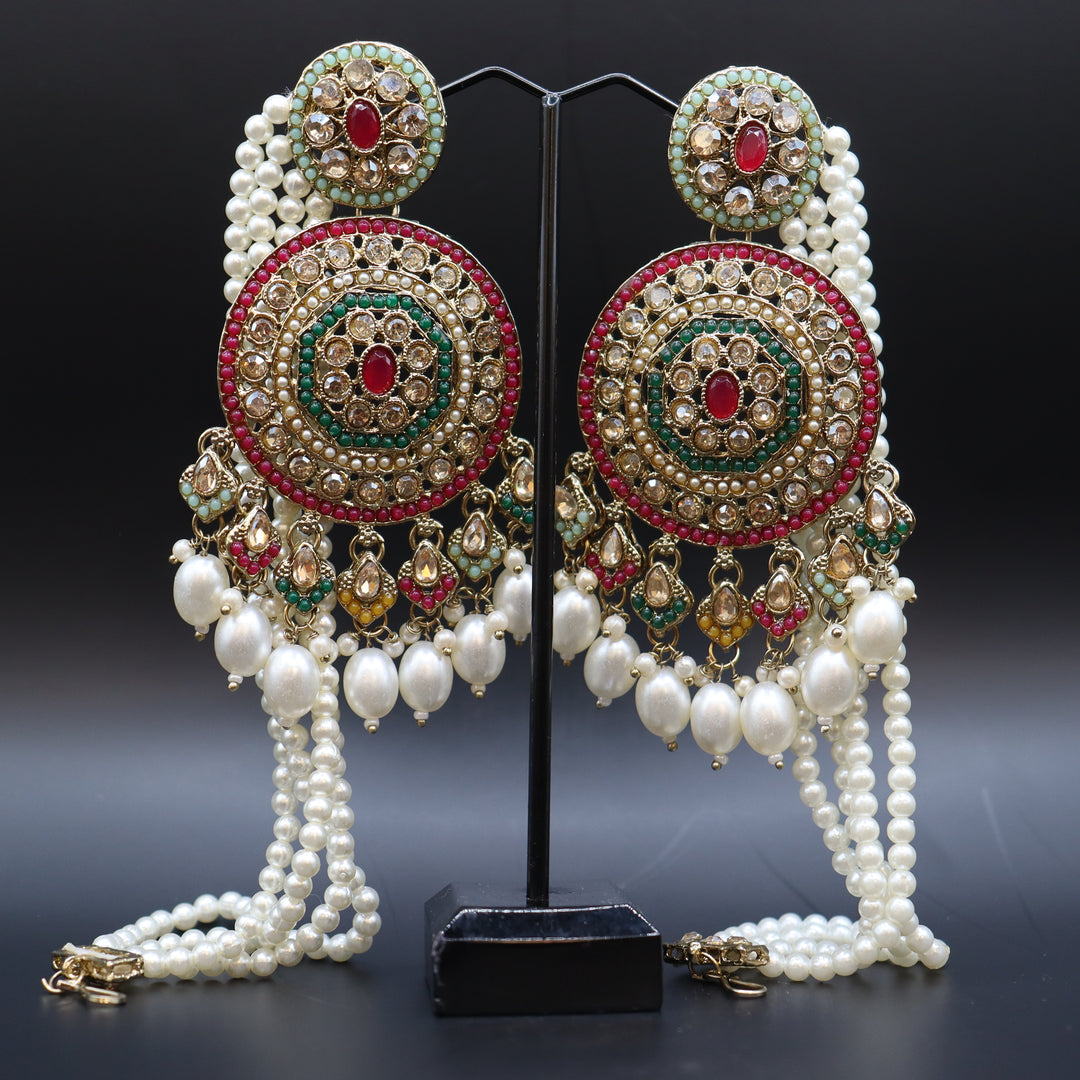 Terra Cotta Premium Quality Reverse AD Stone Worked Pakistani Choker Set [SKU: N011181]