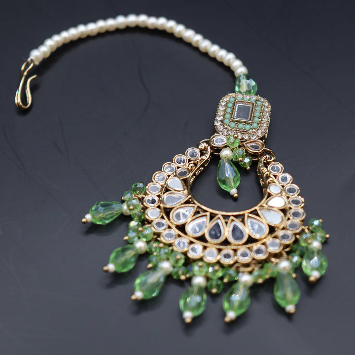 Fern Green Premium Quality Mirror Work Choker Set [SKU: N010191]