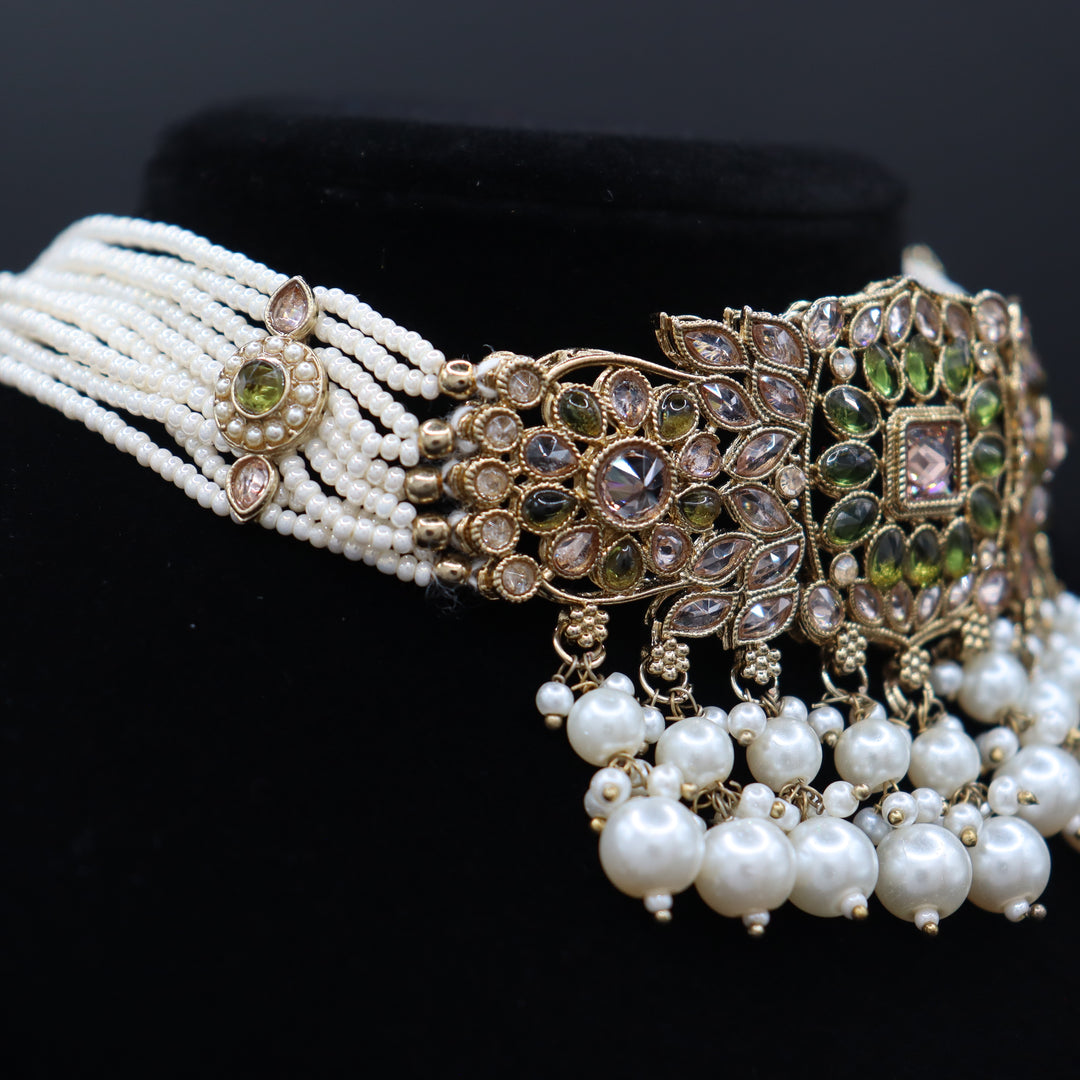 Olive Green Premium Reverse AD Full Choker Set [SKU: N011871]