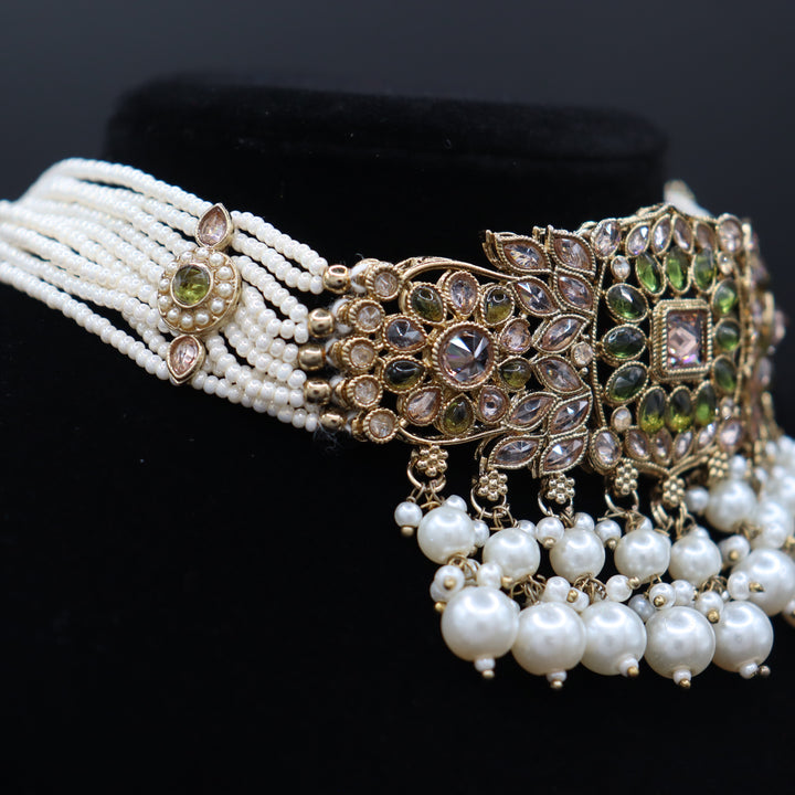 Olive Green Premium Reverse AD Full Choker Set [SKU: N011871]