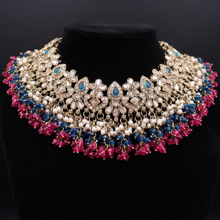 Royal Premium Quality Reverse AD Stone Worked Pakistani Necklace Set [SKU: 010502]