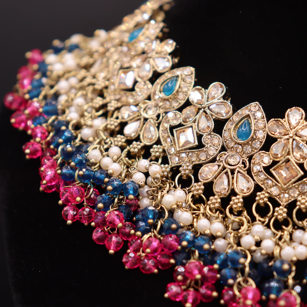 Royal Premium Quality Reverse AD Stone Worked Pakistani Necklace Set [SKU: 010502]