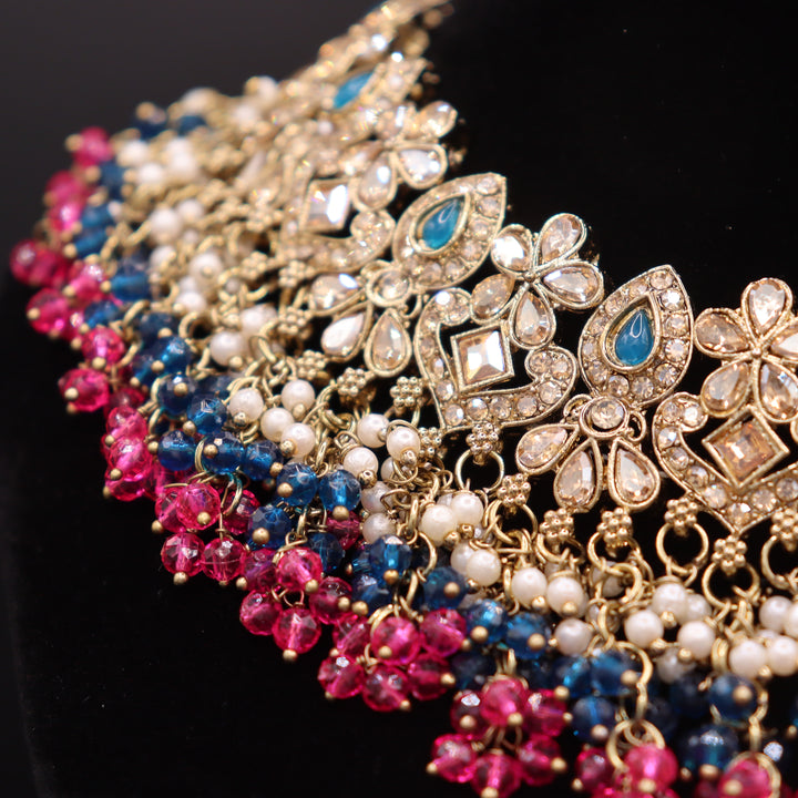 Royal Premium Quality Reverse AD Stone Worked Pakistani Necklace Set [SKU: 010502]