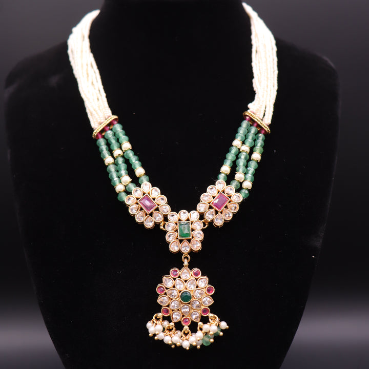 Premium Crystal Moti & Neckles Set. [SKU J100552]