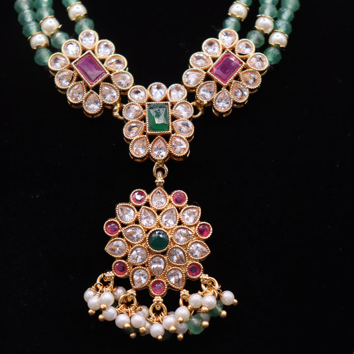 Premium Crystal Moti & Neckles Set. [SKU J100552]