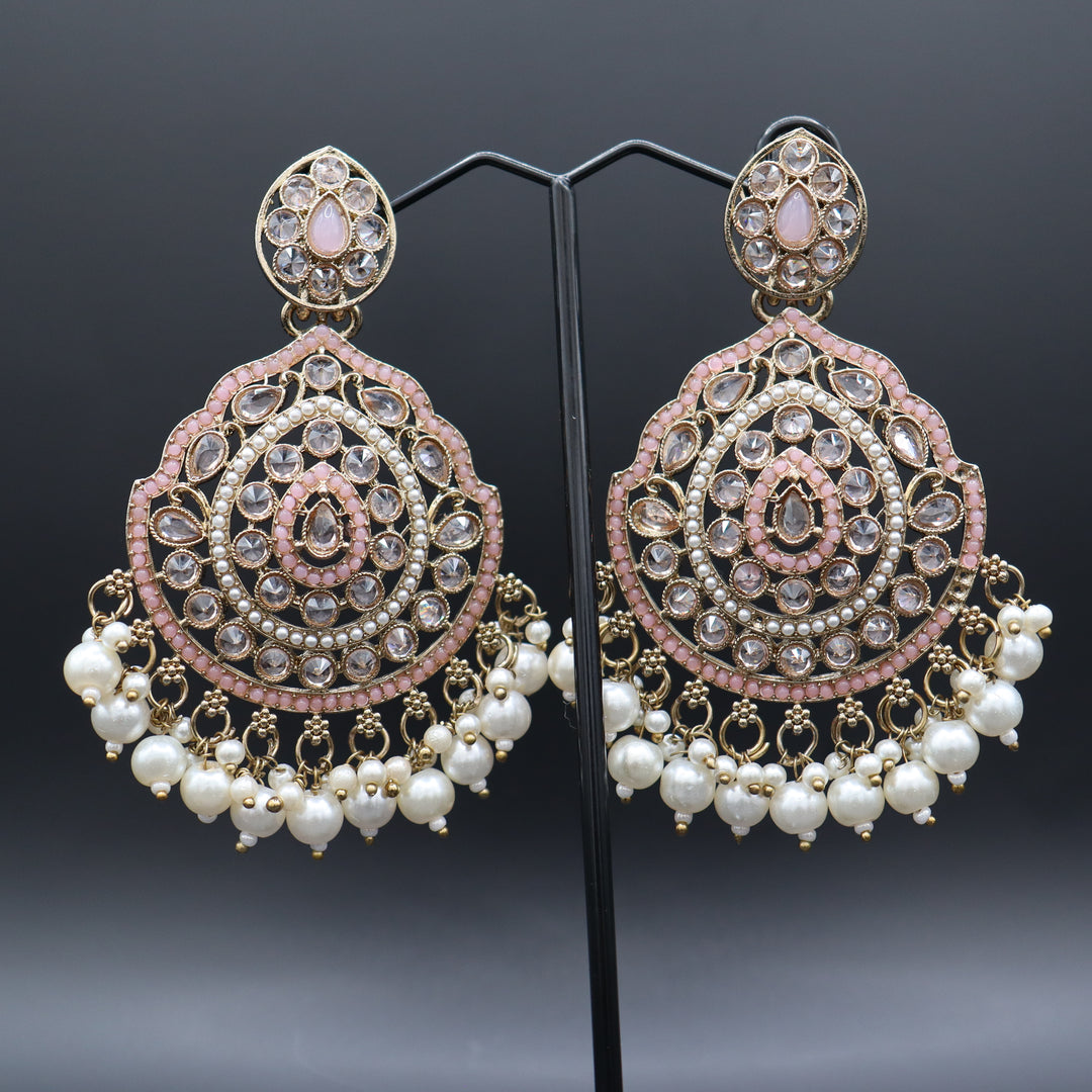 Rose Gold Premium Quality  Reverse AD Stone Worked Necklace Set [SKU: N010371]