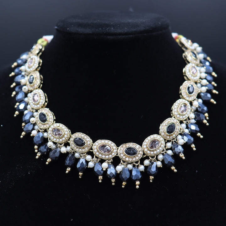 Jet Black Premium Quality Reverse AD Pakistani Choker Set [SKU: N010681]