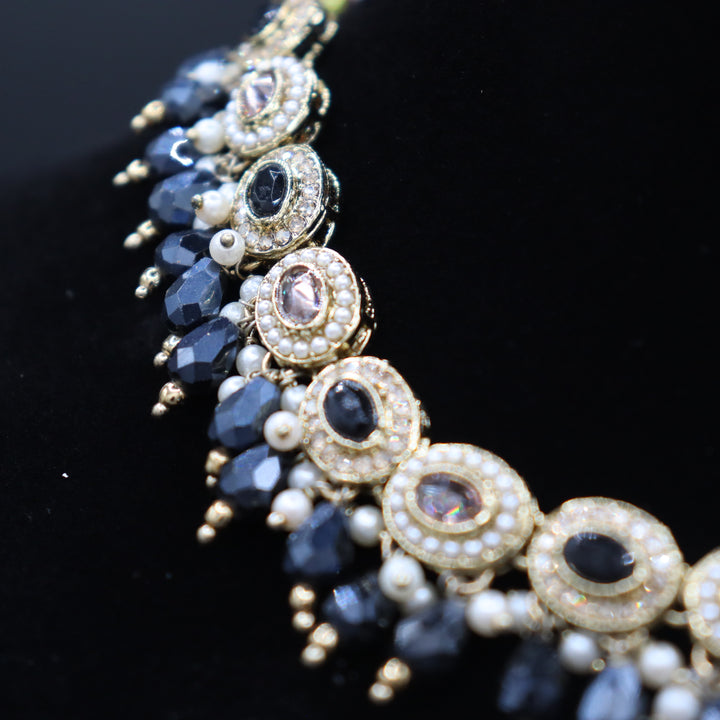 Jet Black Premium Quality Reverse AD Pakistani Choker Set [SKU: N010681]