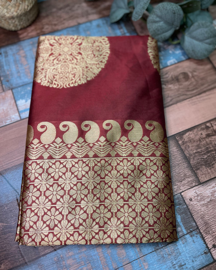 # Maroon Pure Lichi Silk Saree [SKU: SO104815]