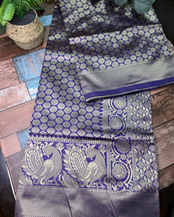 # Purple Pure Litchi Silk Saree [SKU: SO209902]