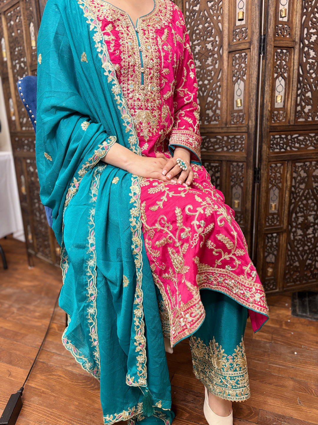 Premium Heavy Chinon With Embroidery Worked Salwar Suit [SKU D104514]