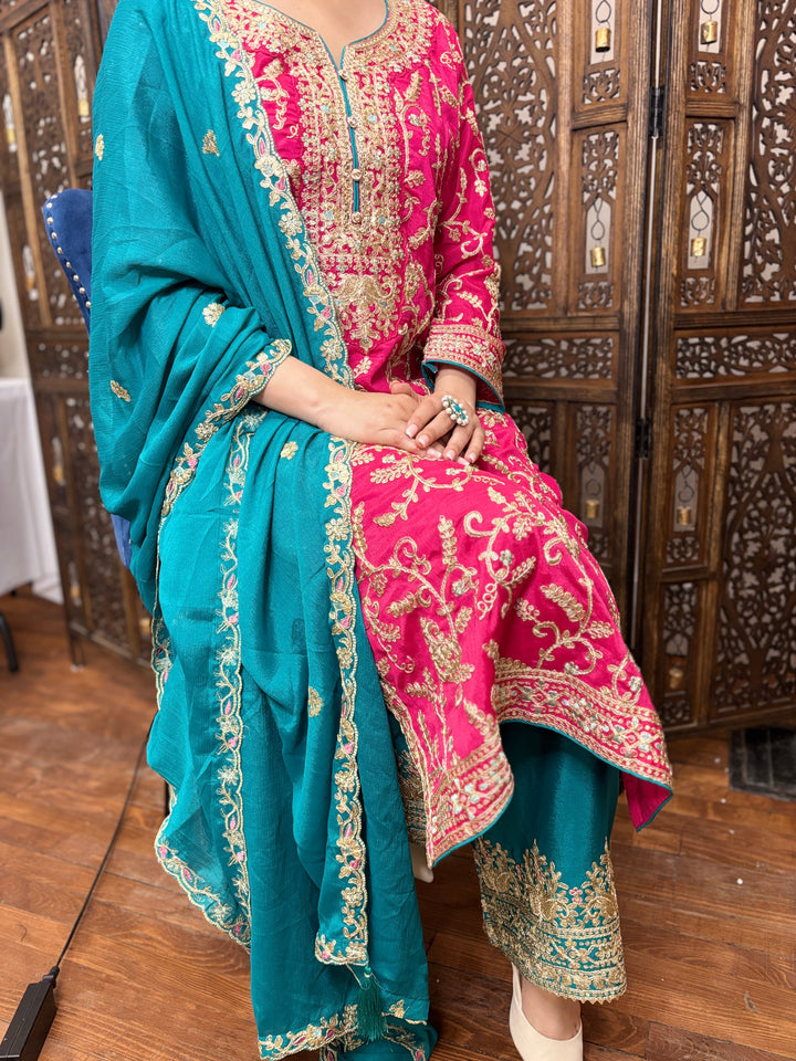 Premium Heavy Chinon With Embroidery Worked Salwar Suit [SKU D104514]