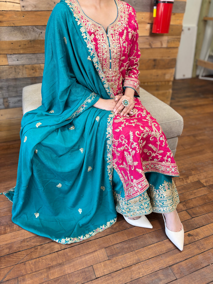 Premium Heavy Chinon With Embroidery Worked Salwar Suit [SKU D104514]