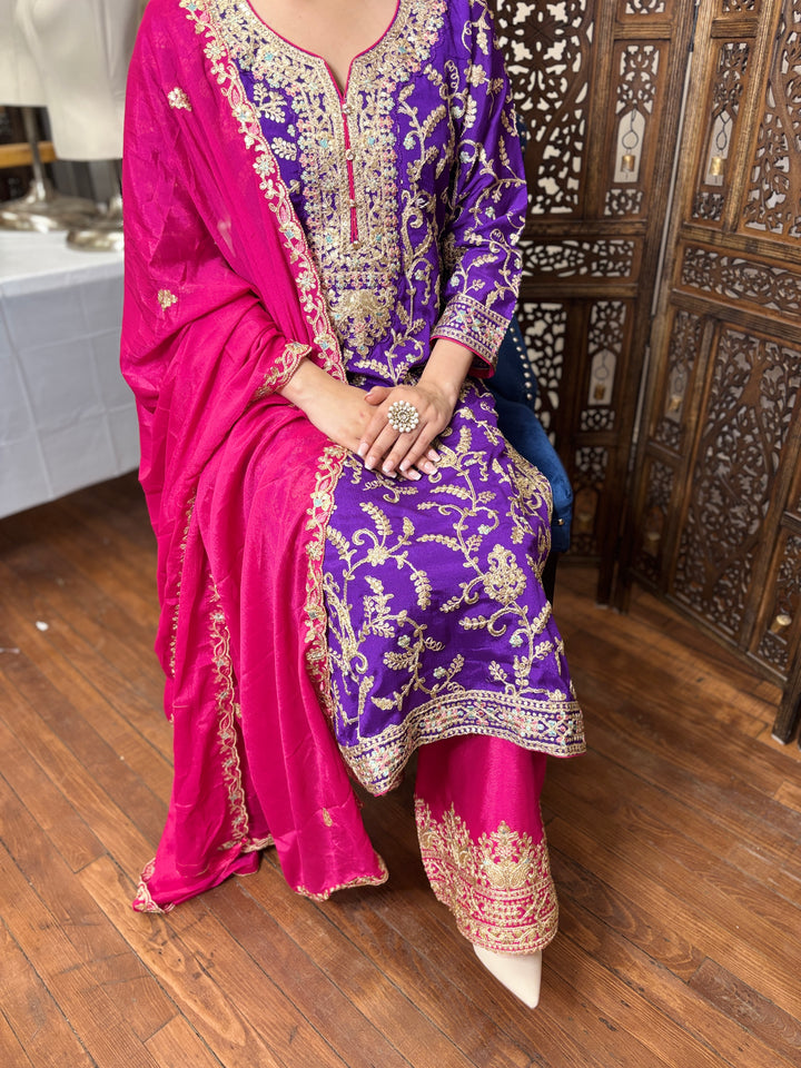 Premium Heavy Chinon With Embroidery Worked Salwar Suit [SKU D104414]