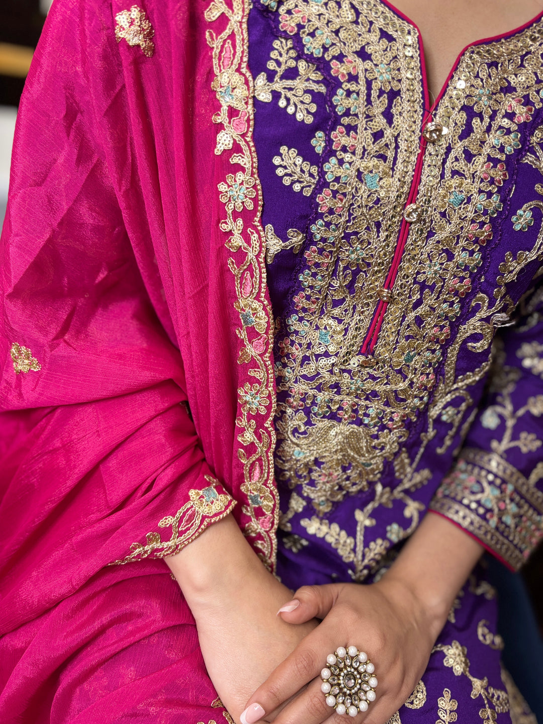Premium Heavy Chinon With Embroidery Worked Salwar Suit [SKU D104414]