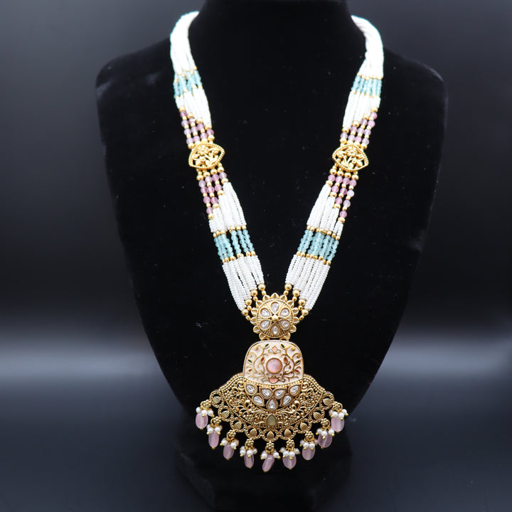 Premium Crystal Moti & Neckles Set. [SKU J100652]