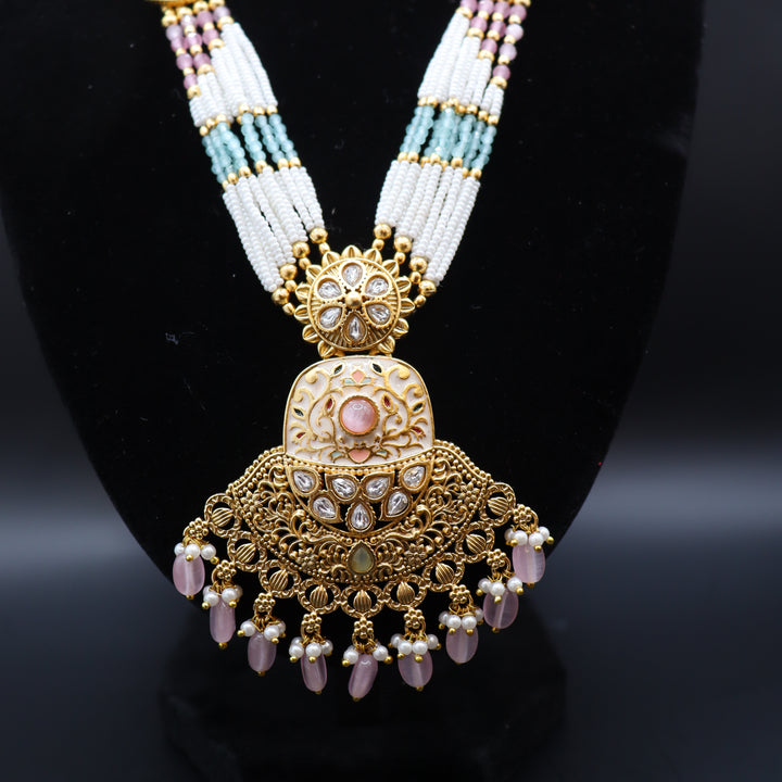 Premium Crystal Moti & Neckles Set. [SKU J100652]