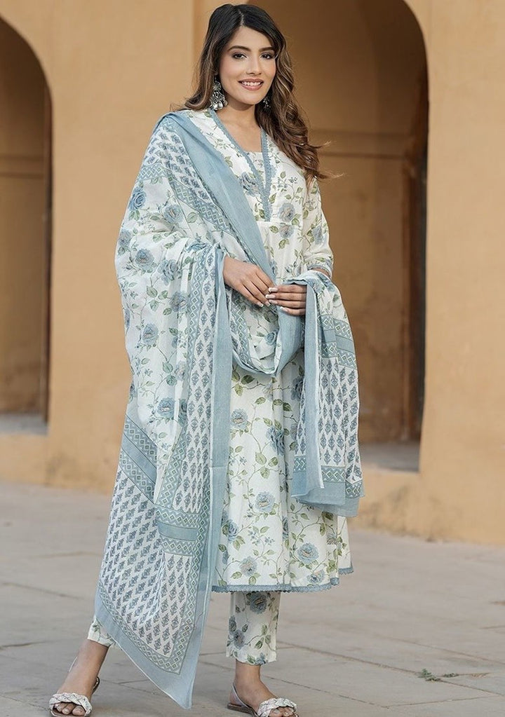 Floral Printed With Lace Work and Flared [SKU DW100241]