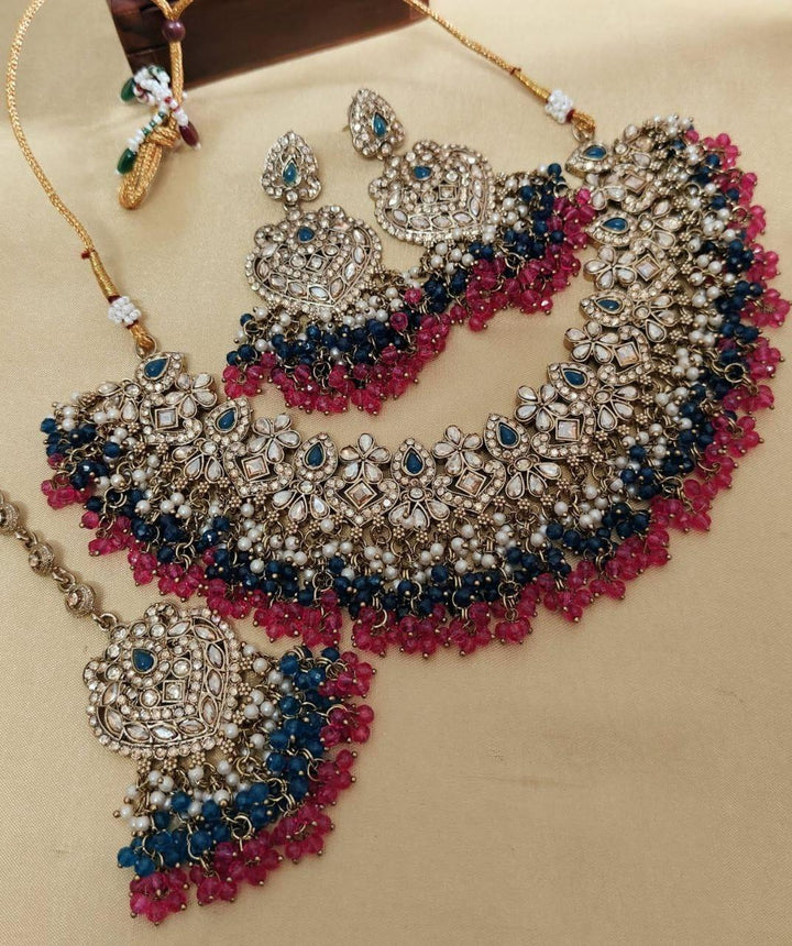 Royal Premium Quality Reverse AD Stone Worked Pakistani Necklace Set [SKU: 010502]