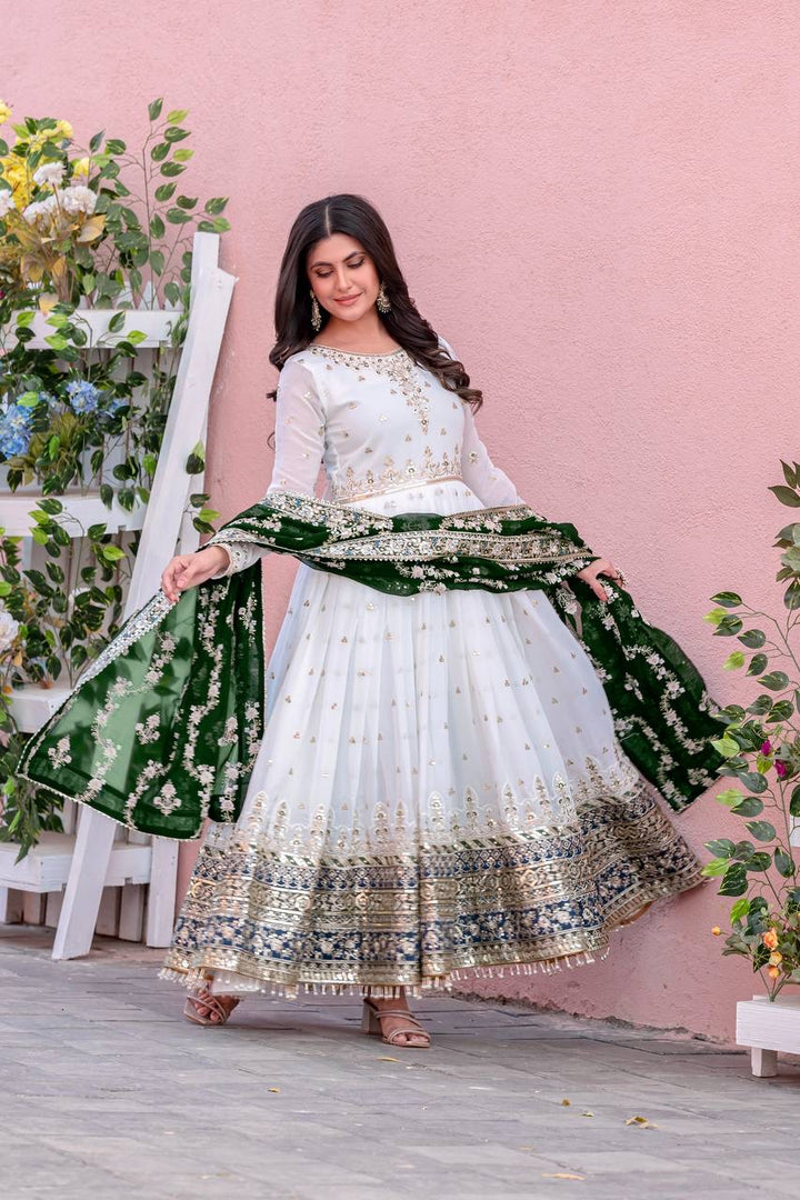 Fancy Faux Georgette Long Gown [SKU D101533]