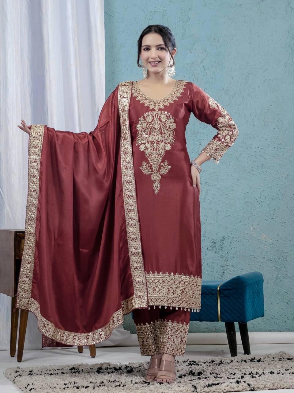 Deep Burnt Orange Pure Heavy Chinon Silk [SKU D104382]