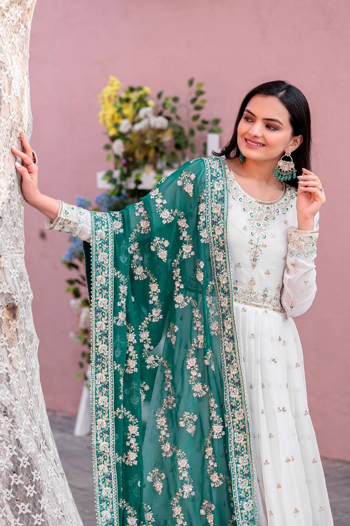 Fancy Faux Georgette Long Gown [D104633]