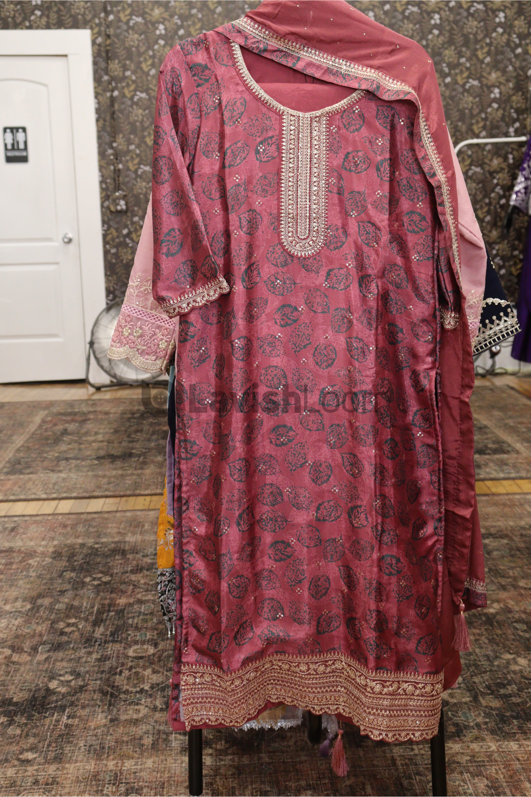 Wine Red Chinon Digital Printed Salwar Suit [sku D100233]