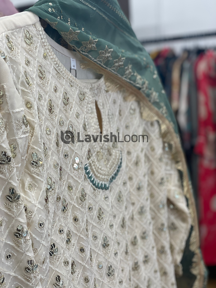 Sage Green Hoor Tex Pakistani Salwar Suit [SKU D100413]