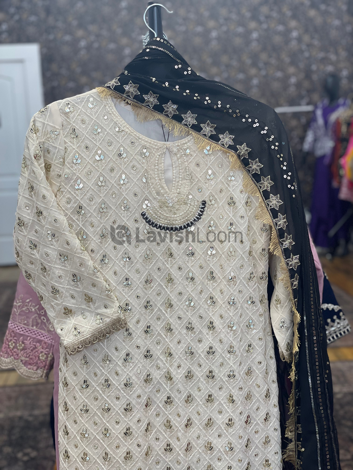Black Hoor Tex Pakistani Salwar Suit [SKU D100513]