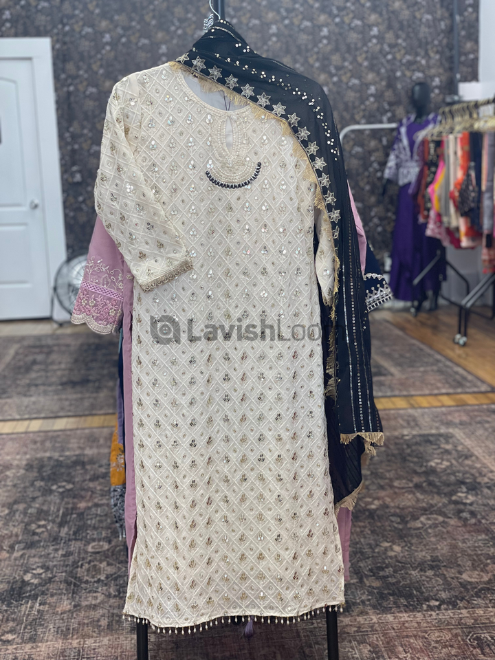 Black Hoor Tex Pakistani Salwar Suit [SKU D100513]