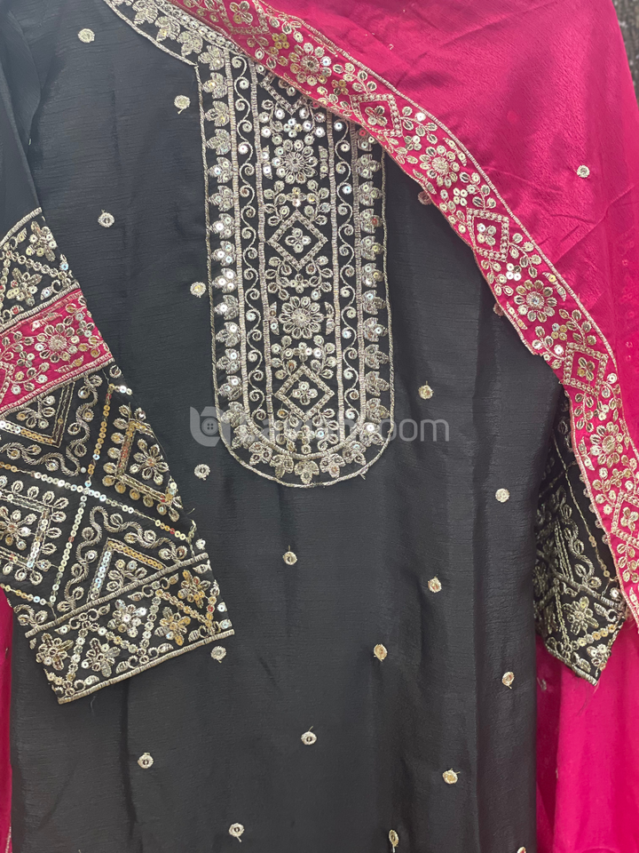 Premium Heavy Chinon  Embroidery Worked Salwar Suit  [SKU D101382]